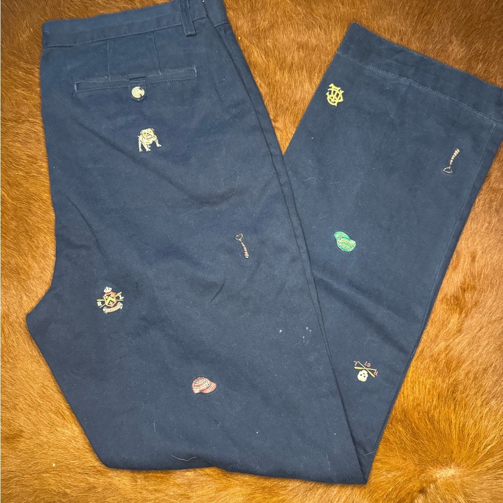 Polo Ralph Lauren Navy Blue Embroidered Men's Pants